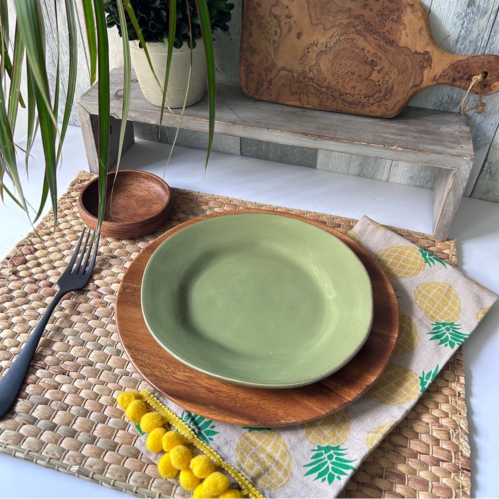 🌴Pier 1 Imports  Earthenware Elemental Sage Green 8” Salad/Dessert Plate